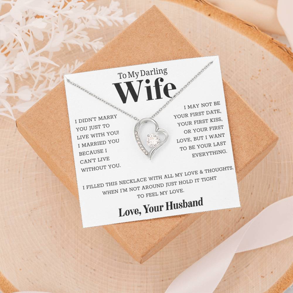 To My Wife – Forever Love Necklace, Gift for Wife from Husband, Romantic Anniversary Birthday Christmas Jewelry, Meaningful Love Message Card, Perfect Valentine’s Day Gift