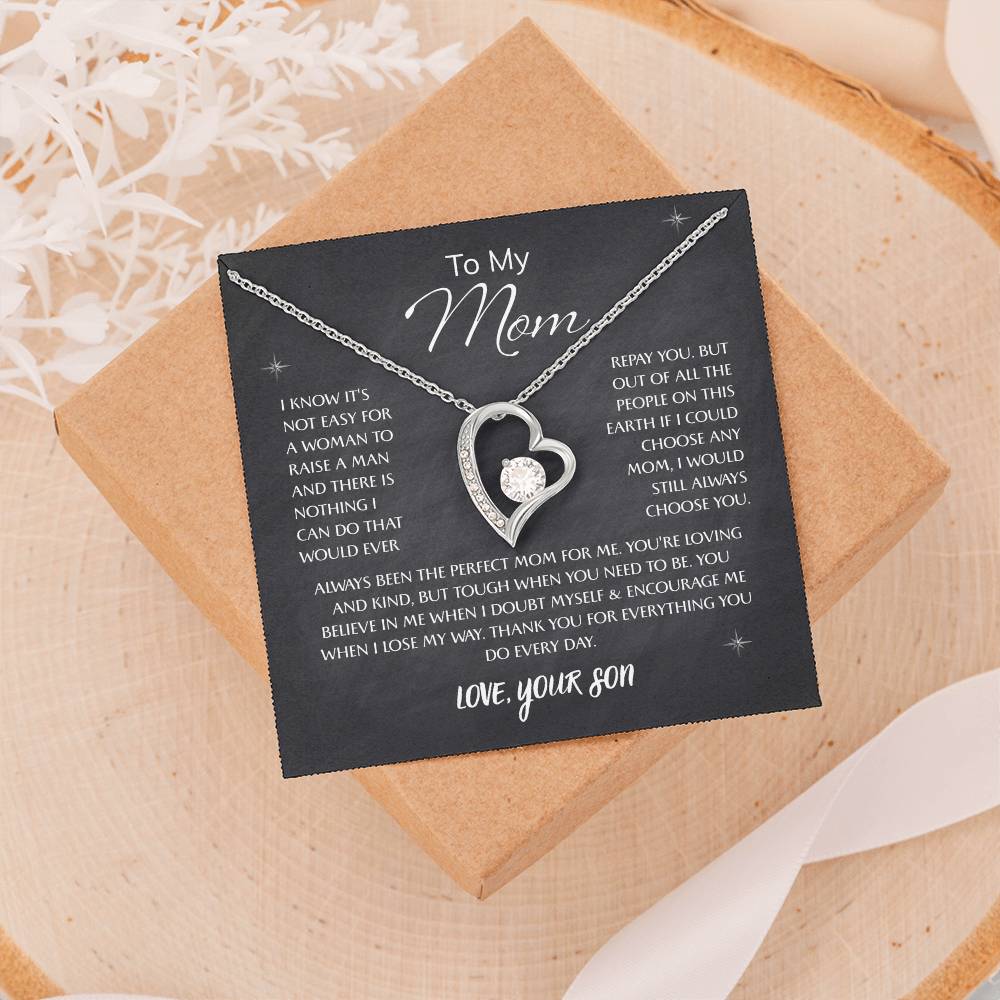 To My Mom – Sentimental Necklace with Heartfelt Card, Thoughtful Gifts from Daughter or Son for Mother’s Day, Birthday, Christmas