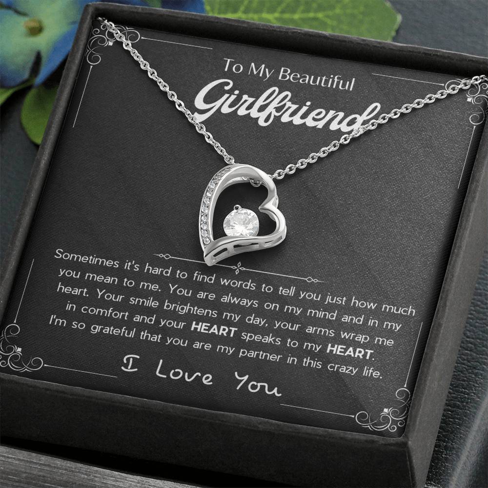 To My Girlfriend – Sterling Silver Forever Love Necklace, Meaningful Jewelry Gift for Her, Birthday, Anniversary, Valentine’s Day