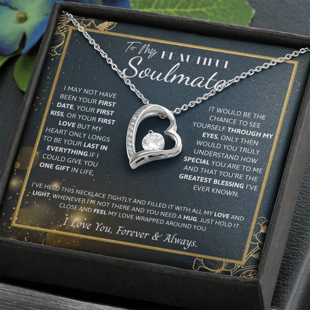 To My Soulmate Necklace – Romantic Jewelry Gift for Wife from Husband – Birthday, Anniversary, Valentine’s Day Gift with Message Card & Gift Box