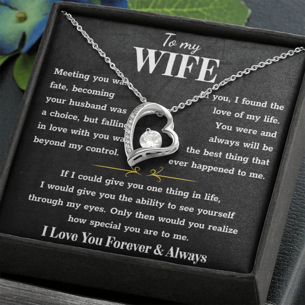 To My Wife – Forever Love Necklace, Gift for Wife from Husband, Romantic Anniversary Birthday Christmas Jewelry, Meaningful Love Message Card, Perfect Valentine’s Day Gift