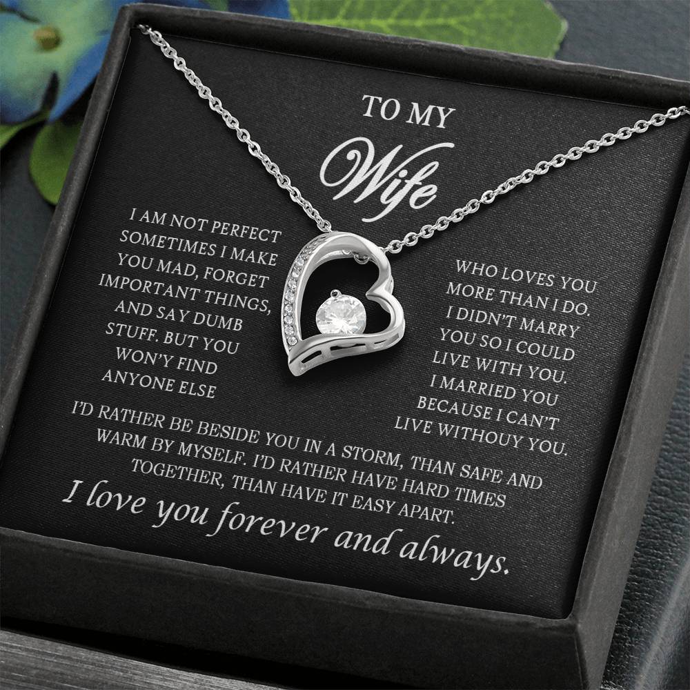 To My Wife Heart Necklace – Stainless Steel Pendant for Women – Meaningful Gift for Anniversary, Birthday, Christmas, Valentine’s Day