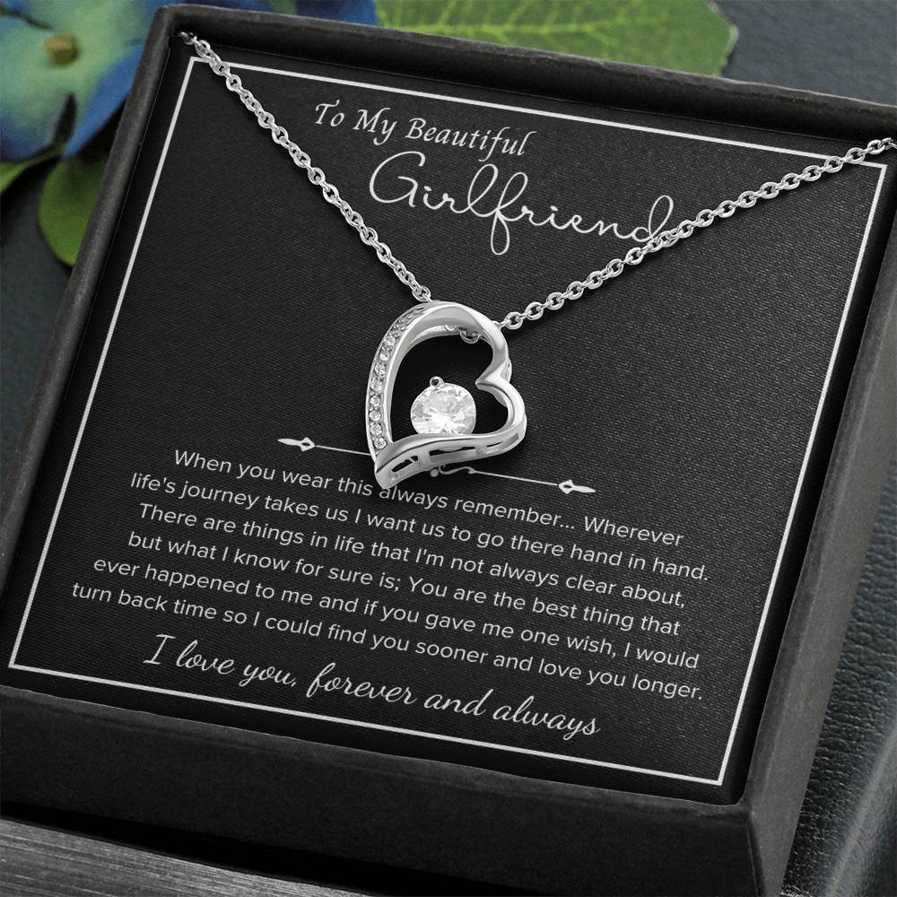 To My Girlfriend – Sterling Silver Forever Love Necklace, Meaningful Jewelry Gift for Her, Birthday, Anniversary, Valentine’s Day