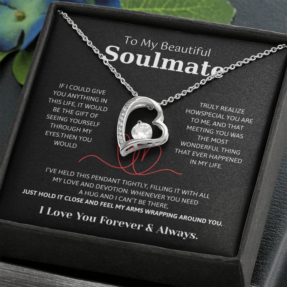 To My Soulmate Necklace – Romantic Jewelry Gift for Wife from Husband – Birthday, Anniversary, Valentine’s Day Gift with Message Card & Gift Box