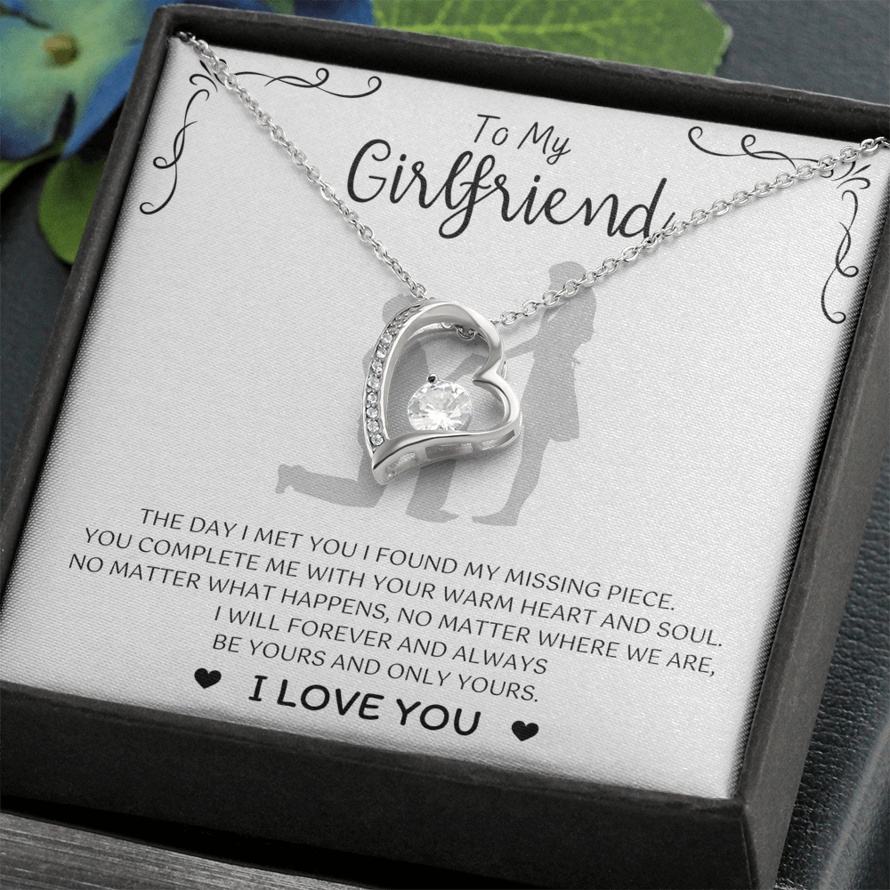 To My Girlfriend – Sterling Silver Forever Love Necklace, Meaningful Jewelry Gift for Her, Birthday, Anniversary, Valentine’s Day