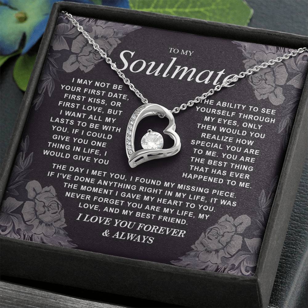 To My Soulmate Necklace Gift for Wife, Girlfriend, Fiancée - Anniversary, Valentine's Day Necklace Gift Soul Mates Gift, Soulmate Jewelry Birthday Gifts From Husband Forever Love not Earing Template