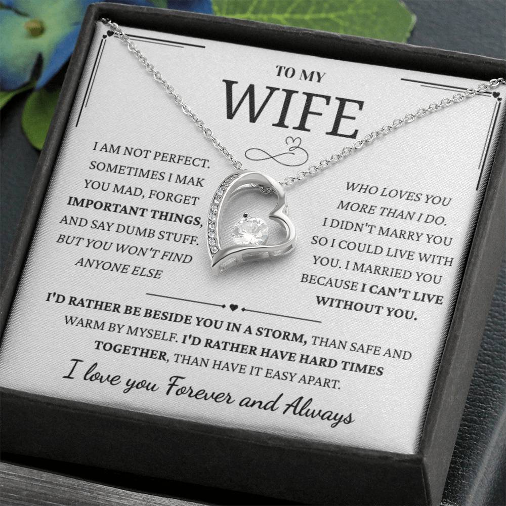To My Wife – Forever Love Necklace, Gift for Wife from Husband, Romantic Anniversary Birthday Christmas Jewelry, Meaningful Love Message Card, Perfect Valentine’s Day Gift