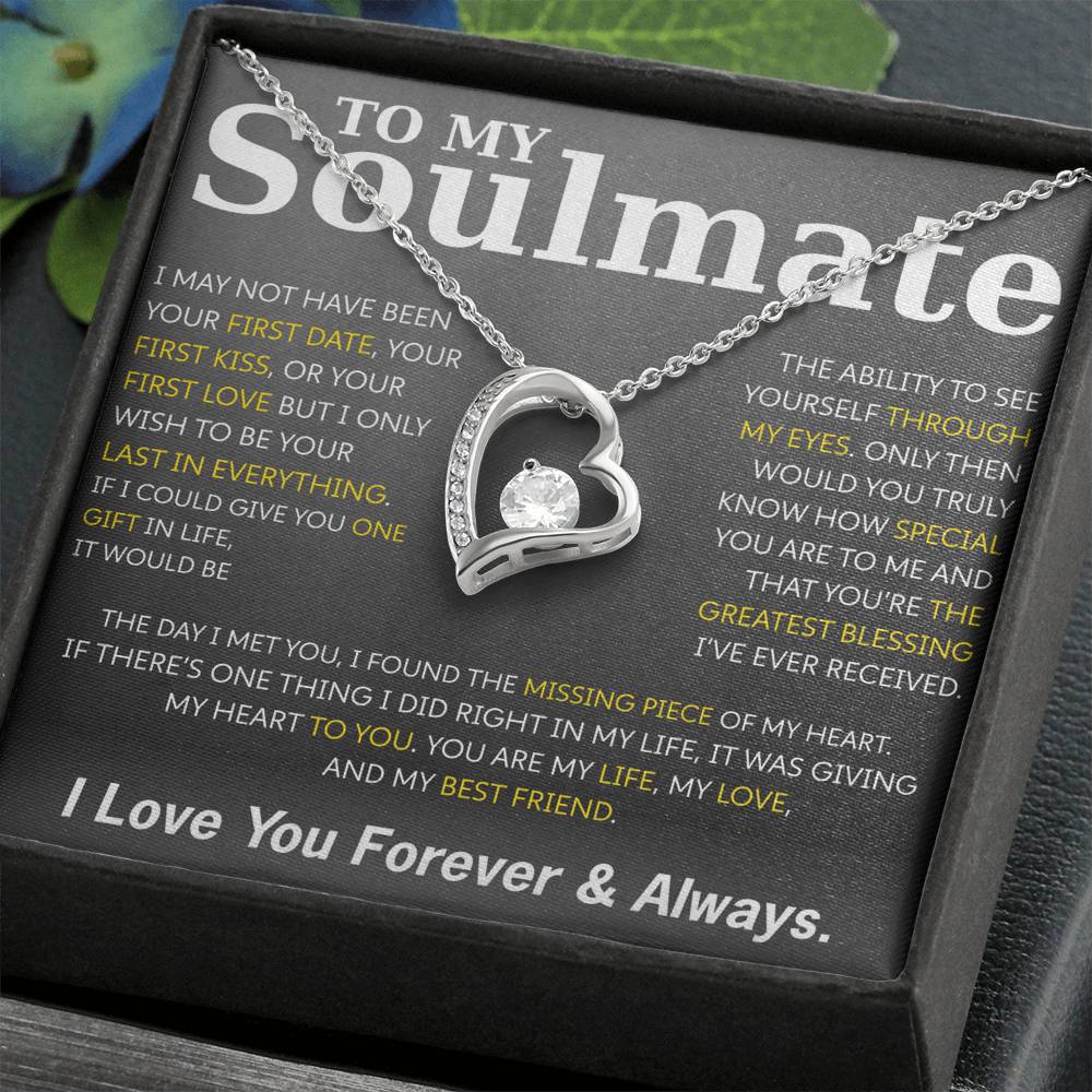 To My Soulmate Necklace – Romantic Jewelry Gift for Wife from Husband – Birthday, Anniversary, Valentine’s Day Gift with Message Card & Gift Box