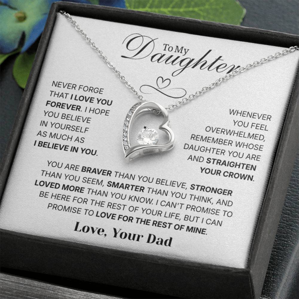 To My Daughter Necklace from Dad – Christmas Gift for Daughter or Daughter-in-Law, Birthday Jewelry for Women, Valentine's Day & Mother's Day Present