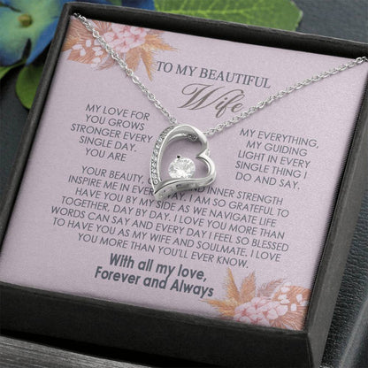 Gifts To My Beautiful Wife Necklace Sentimental Gift For Wife Valentines Day Gift To My Wife Necklace With Heartfelt my Everything Message Card, Wife Gift From Husband Soulmate Necklace For Her Forever Love not Earing Template