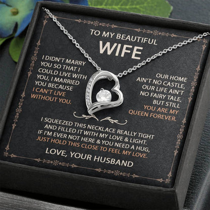 To My Beautiful Wife Necklace With Message Card, Anniversary Birthday Gift for Wife, Wife Gift From Husband, Sentimental Gift for Wife, Birthday Gift for Wife on Valentine Gifts To Wife from Husband Forever Love not Earing Template