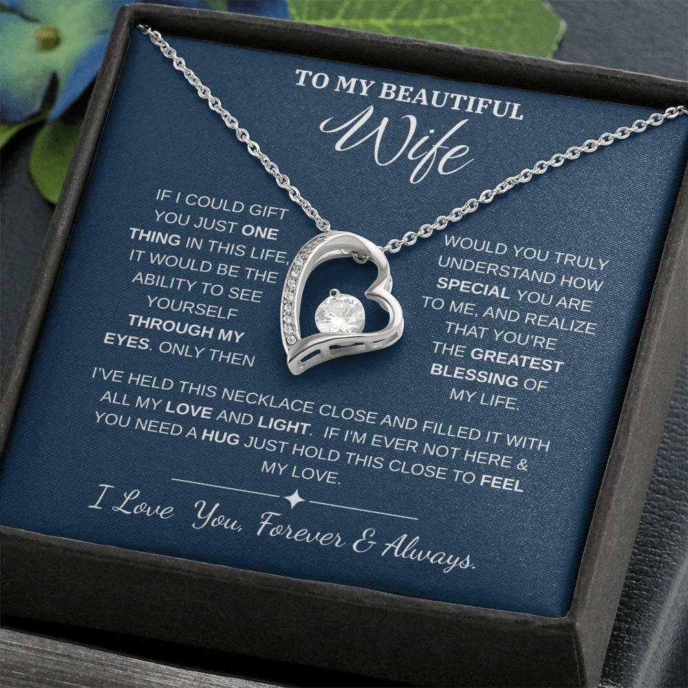 To My Wife Jewelry – Forever Love Necklace, Romantic Gift for Her, The Greatest Blessing in My Life, Perfect for Birthday, Christmas, Anniversary, or Valentine’s Day