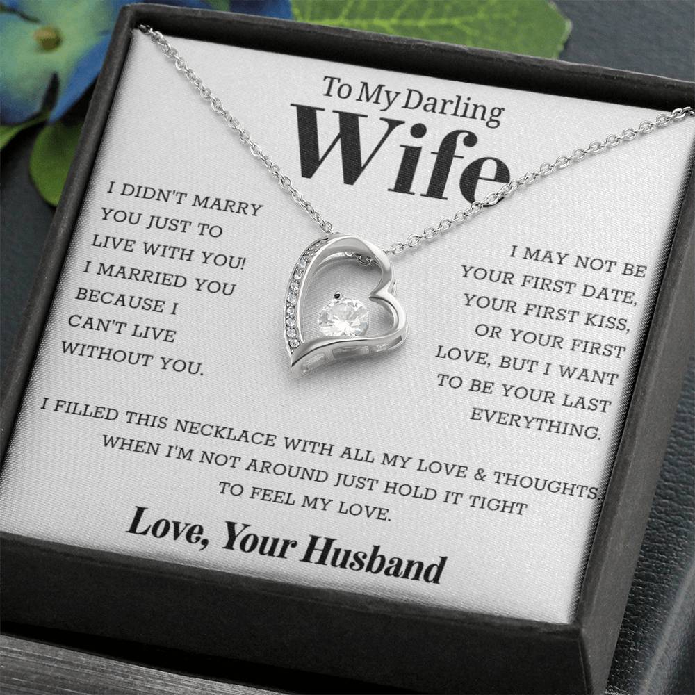 To My Wife – Forever Love Necklace, Gift for Wife from Husband, Romantic Anniversary Birthday Christmas Jewelry, Meaningful Love Message Card, Perfect Valentine’s Day Gift