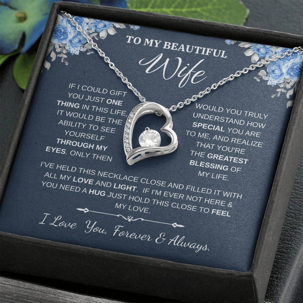 To My Wife Jewelry – Forever Love Necklace, Romantic Gift for Her, The Greatest Blessing in My Life, Perfect for Birthday, Christmas, Anniversary, or Valentine’s Day