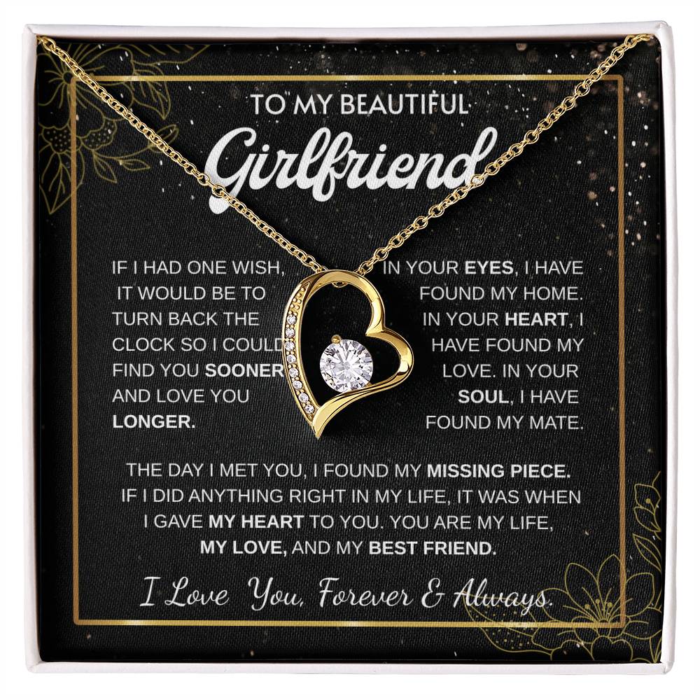 To My Girlfriend – Sterling Silver Forever Love Necklace, Meaningful Jewelry Gift for Her, Birthday, Anniversary, Valentine’s Day