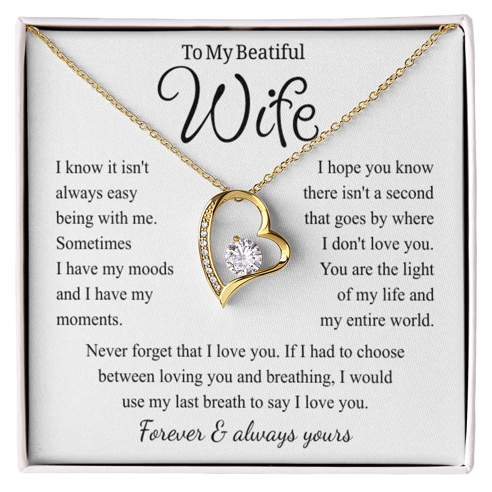To My Wife – Forever Love Necklace, Gift for Wife from Husband, Romantic Anniversary Birthday Christmas Jewelry, Meaningful Love Message Card, Perfect Valentine's Day Gift