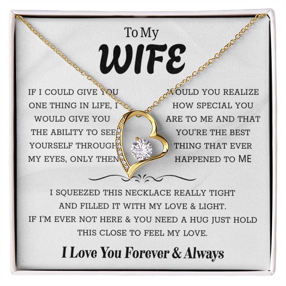 To My Wife – Forever Love Necklace, Gift for Wife from Husband, Romantic Anniversary Birthday Christmas Jewelry, Meaningful Love Message Card, Perfect Valentine’s Day Gift