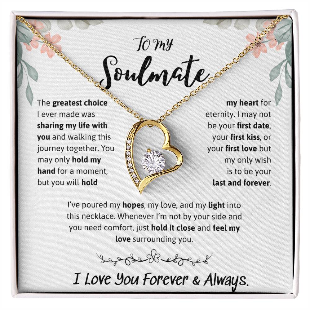 To My Soulmate Necklace – Romantic Jewelry Gift for Wife from Husband – Birthday, Anniversary, Valentine’s Day Gift with Message Card & Gift Box