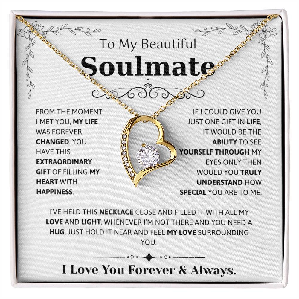 To My Soulmate Necklace – Romantic Jewelry Gift for Wife from Husband – Birthday, Anniversary, Valentine’s Day Gift with Message Card & Gift Box