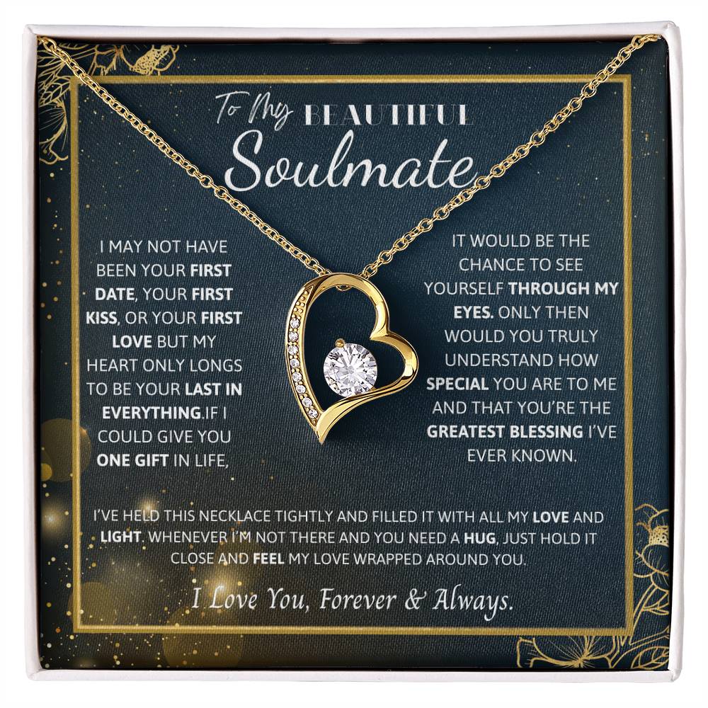 To My Soulmate Necklace – Romantic Jewelry Gift for Wife from Husband – Birthday, Anniversary, Valentine’s Day Gift with Message Card & Gift Box