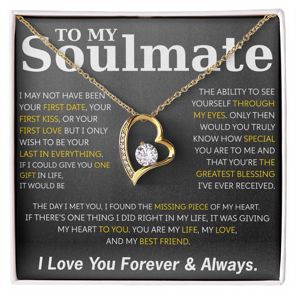 To My Soulmate Necklace – Romantic Jewelry Gift for Wife from Husband – Birthday, Anniversary, Valentine’s Day Gift with Message Card & Gift Box