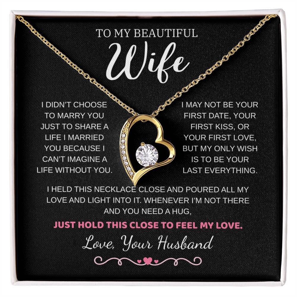 To My Wife Jewelry – Forever Love Necklace, Romantic Gift for Her, The Greatest Blessing in My Life, Perfect for Birthday, Christmas, Anniversary, or Valentine’s Day