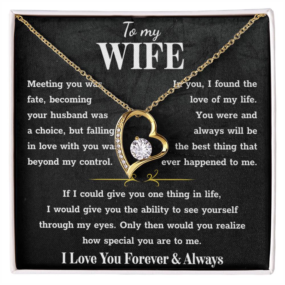 To My Wife – Forever Love Necklace, Gift for Wife from Husband, Romantic Anniversary Birthday Christmas Jewelry, Meaningful Love Message Card, Perfect Valentine’s Day Gift