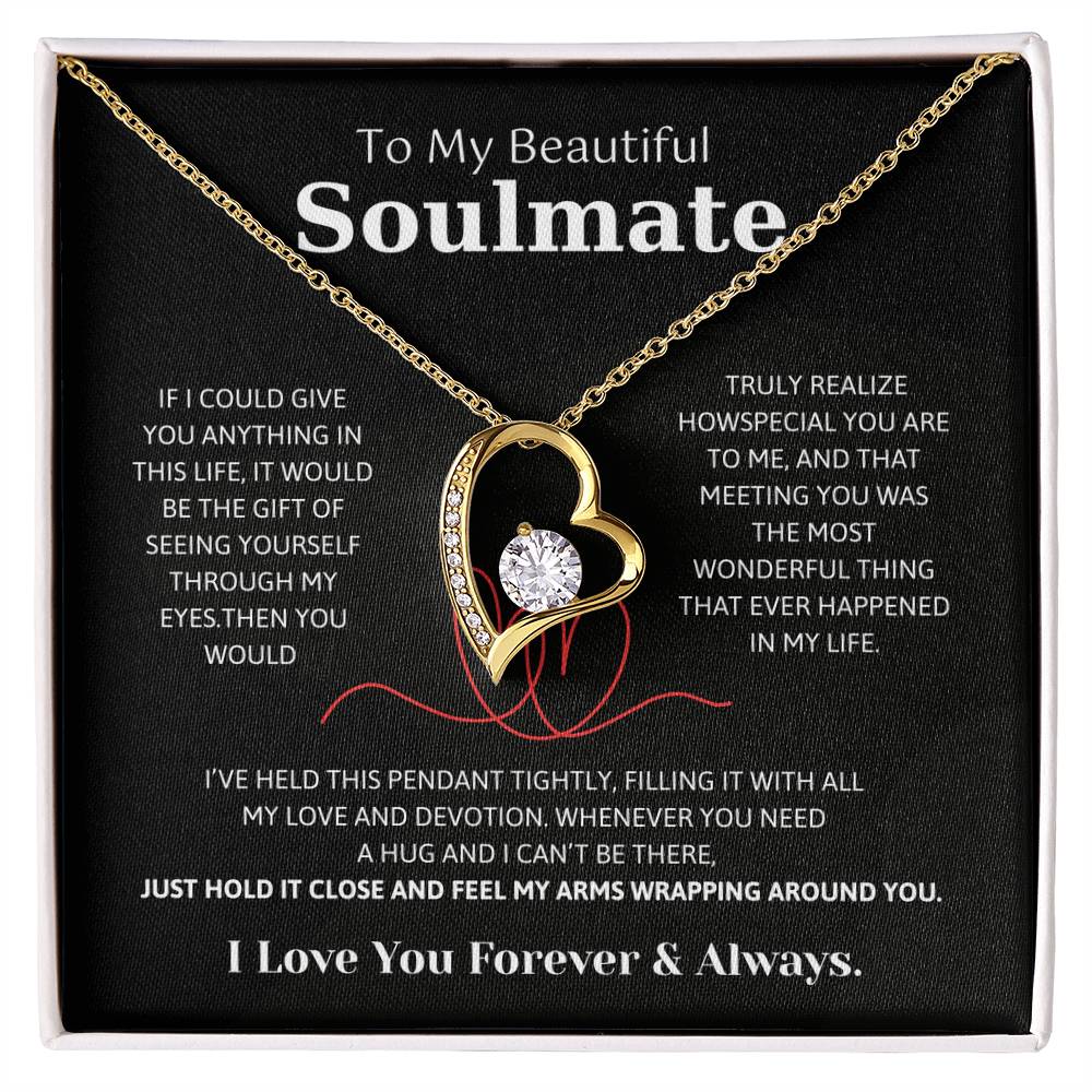 To My Soulmate Necklace – Romantic Jewelry Gift for Wife from Husband – Birthday, Anniversary, Valentine’s Day Gift with Message Card & Gift Box