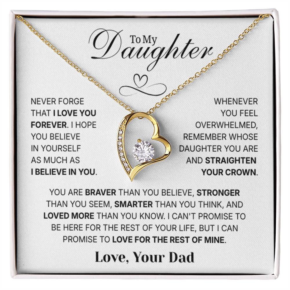 To My Daughter Necklace from Dad – Christmas Gift for Daughter or Daughter-in-Law, Birthday Jewelry for Women, Valentine's Day & Mother's Day Present