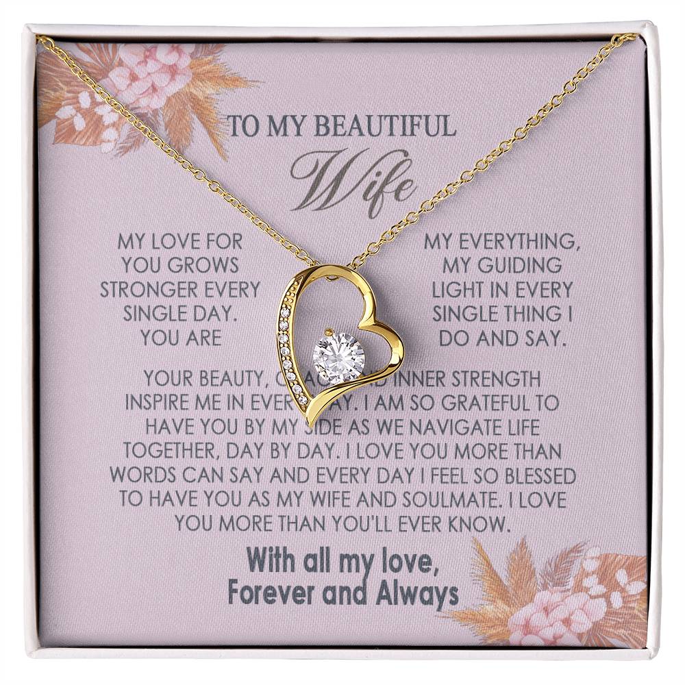 Gifts To My Beautiful Wife Necklace Sentimental Gift For Wife Valentines Day Gift To My Wife Necklace With Heartfelt my Everything Message Card, Wife Gift From Husband Soulmate Necklace For Her Forever Love not Earing Template