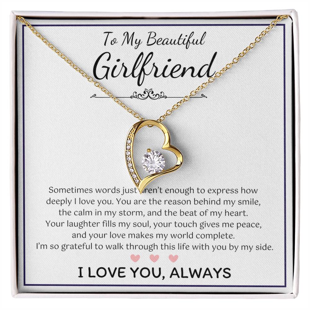 To My Girlfriend – Sterling Silver Forever Love Necklace, Meaningful Jewelry Gift for Her, Birthday, Anniversary, Valentine’s Day