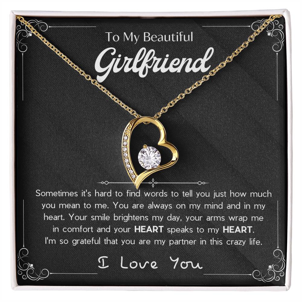 To My Girlfriend – Sterling Silver Forever Love Necklace, Meaningful Jewelry Gift for Her, Birthday, Anniversary, Valentine’s Day