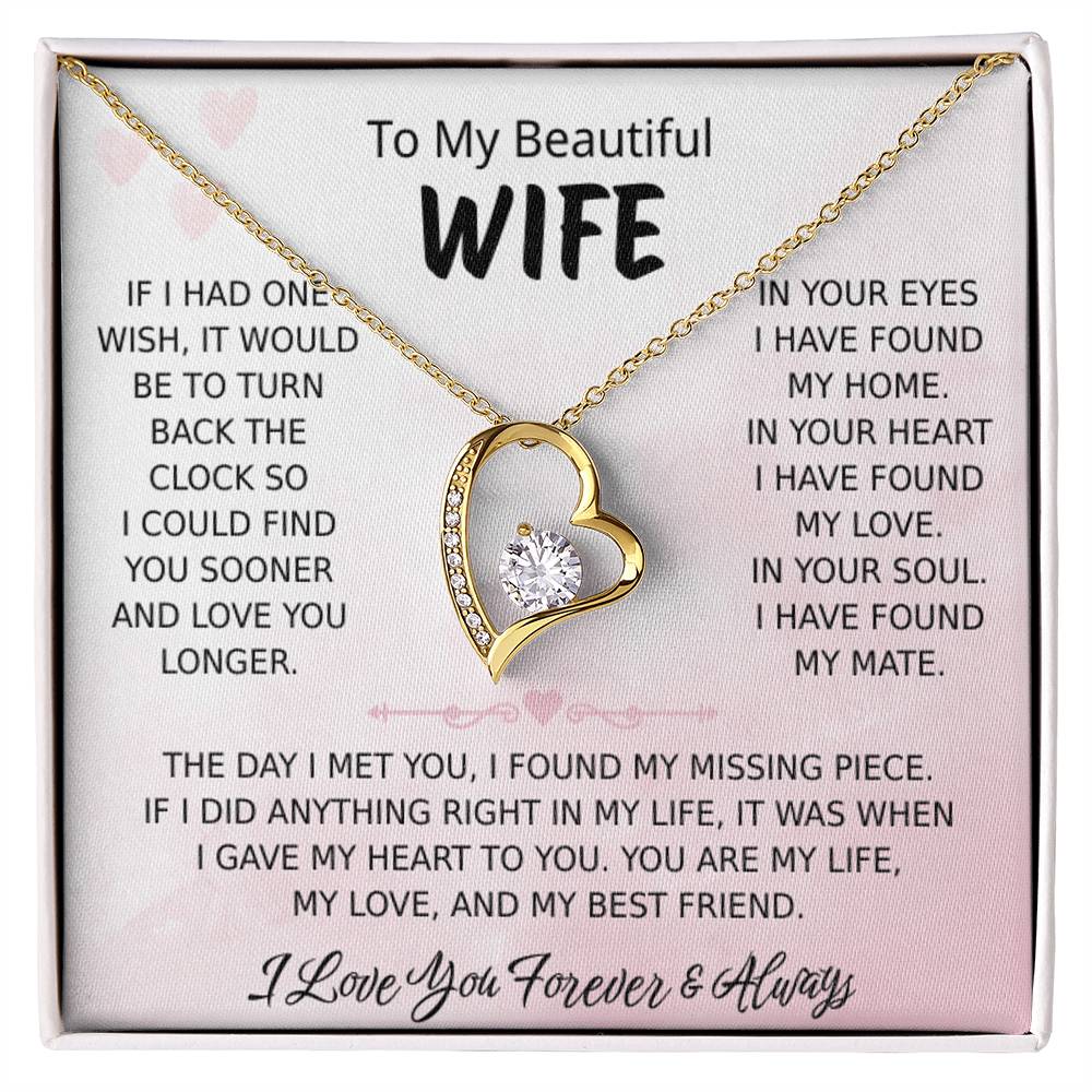 To My Wife – Forever Love Necklace, Gift for Wife from Husband, Romantic Anniversary Birthday Christmas Jewelry, Meaningful Love Message Card, Perfect Valentine’s Day Gift