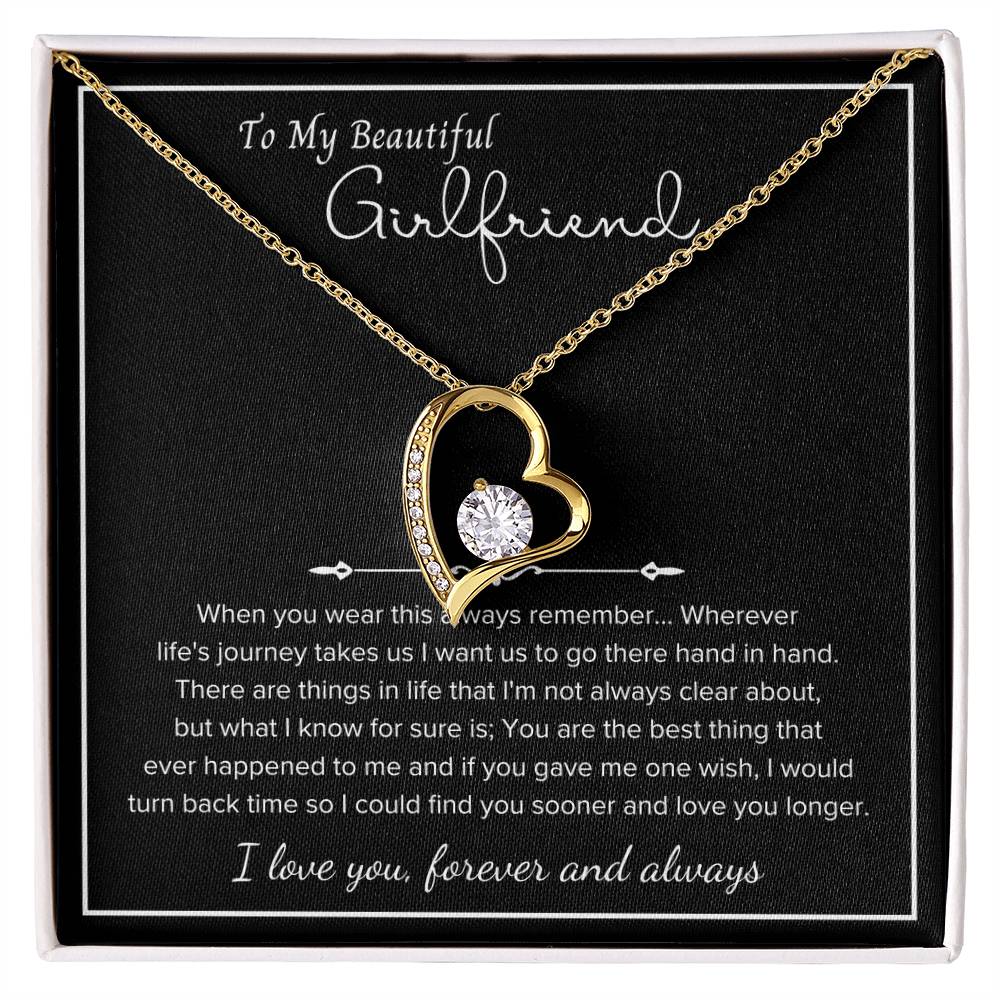 To My Girlfriend – Sterling Silver Forever Love Necklace, Meaningful Jewelry Gift for Her, Birthday, Anniversary, Valentine’s Day