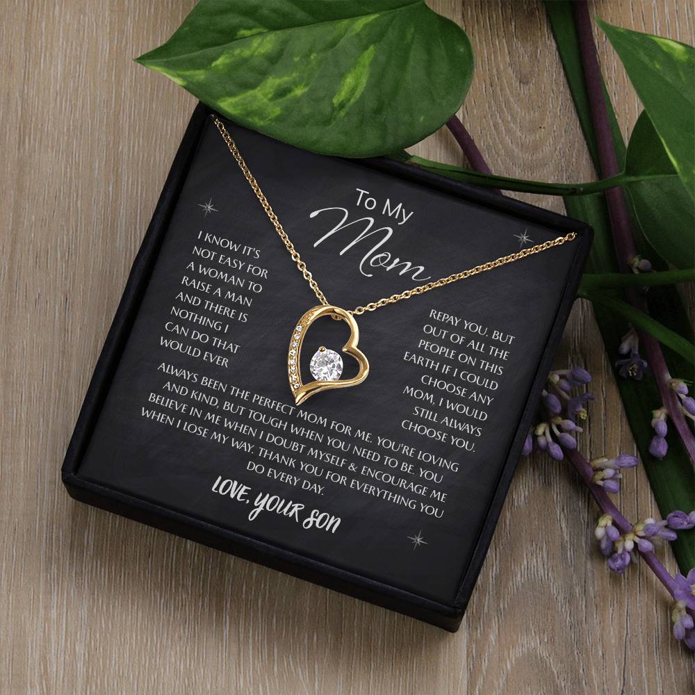 To My Mom – Sentimental Necklace with Heartfelt Card, Thoughtful Gifts from Daughter or Son for Mother’s Day, Birthday, Christmas