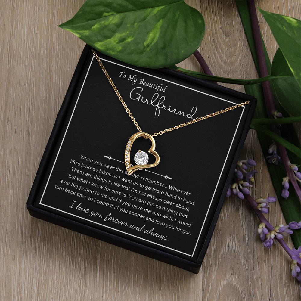 To My Girlfriend – Sterling Silver Forever Love Necklace, Meaningful Jewelry Gift for Her, Birthday, Anniversary, Valentine’s Day