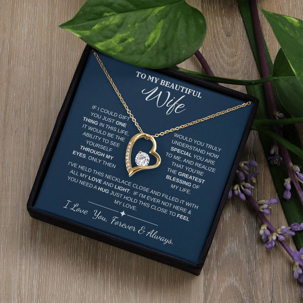 To My Wife Jewelry – Forever Love Necklace, Romantic Gift for Her, The Greatest Blessing in My Life, Perfect for Birthday, Christmas, Anniversary, or Valentine’s Day