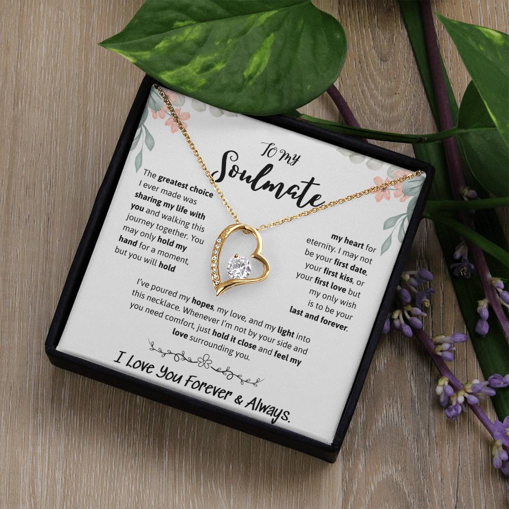 To My Soulmate Necklace – Romantic Jewelry Gift for Wife from Husband – Birthday, Anniversary, Valentine’s Day Gift with Message Card & Gift Box