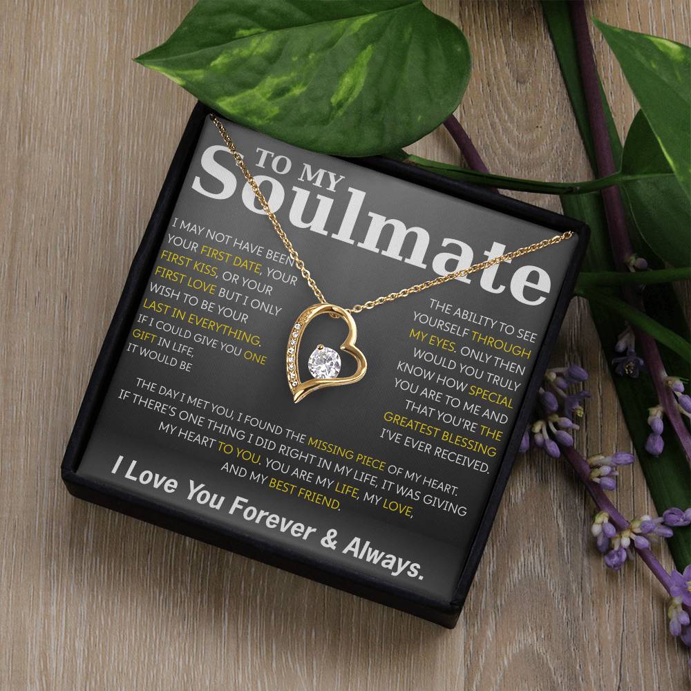To My Soulmate Necklace – Romantic Jewelry Gift for Wife from Husband – Birthday, Anniversary, Valentine’s Day Gift with Message Card & Gift Box