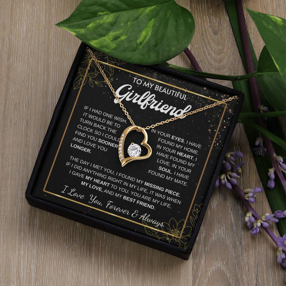 To My Girlfriend – Sterling Silver Forever Love Necklace, Meaningful Jewelry Gift for Her, Birthday, Anniversary, Valentine’s Day