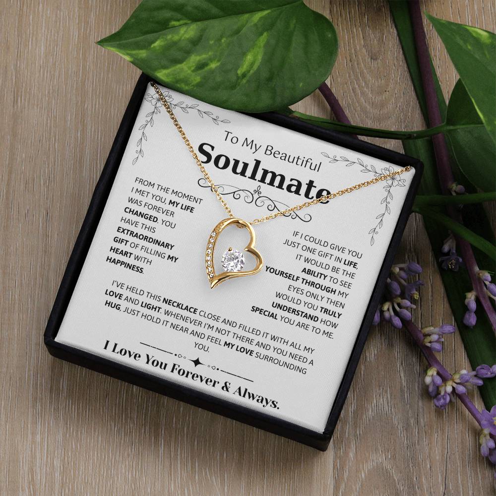 To My Soulmate Necklace – Romantic Jewelry Gift for Wife from Husband – Birthday, Anniversary, Valentine’s Day Gift with Message Card & Gift Box