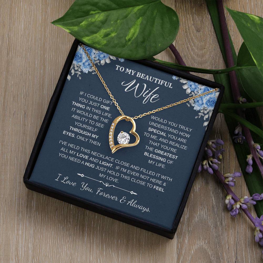 To My Wife Jewelry – Forever Love Necklace, Romantic Gift for Her, The Greatest Blessing in My Life, Perfect for Birthday, Christmas, Anniversary, or Valentine’s Day