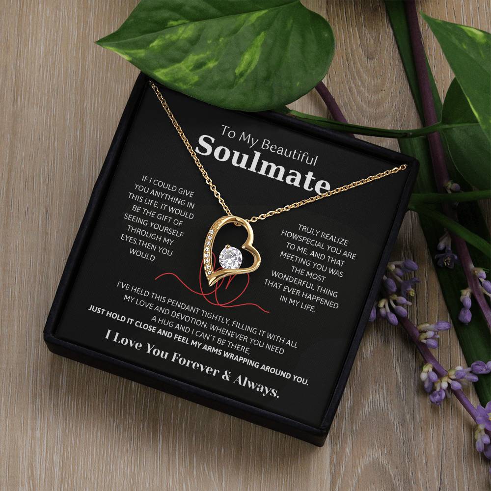 To My Soulmate Necklace – Romantic Jewelry Gift for Wife from Husband – Birthday, Anniversary, Valentine’s Day Gift with Message Card & Gift Box