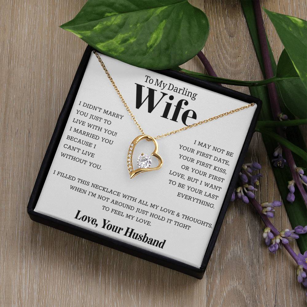 To My Wife – Forever Love Necklace, Gift for Wife from Husband, Romantic Anniversary Birthday Christmas Jewelry, Meaningful Love Message Card, Perfect Valentine’s Day Gift