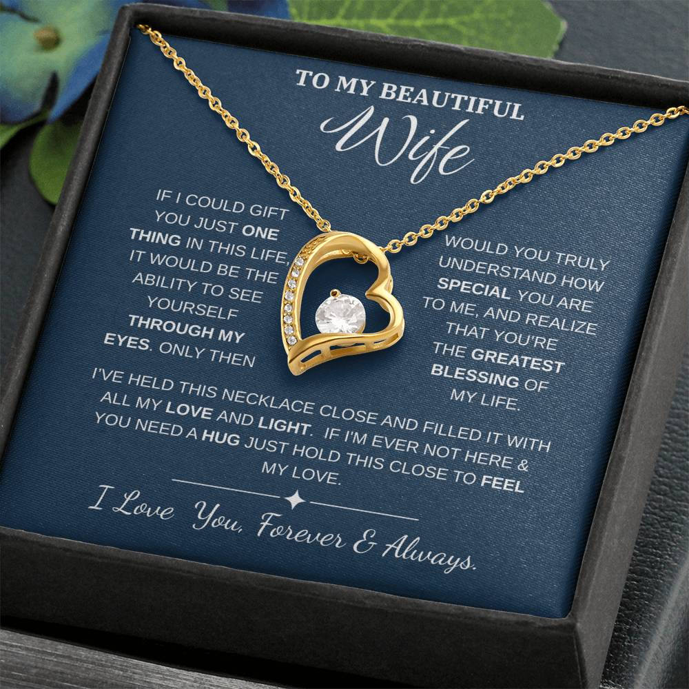 To My Wife Jewelry – Forever Love Necklace, Romantic Gift for Her, The Greatest Blessing in My Life, Perfect for Birthday, Christmas, Anniversary, or Valentine’s Day