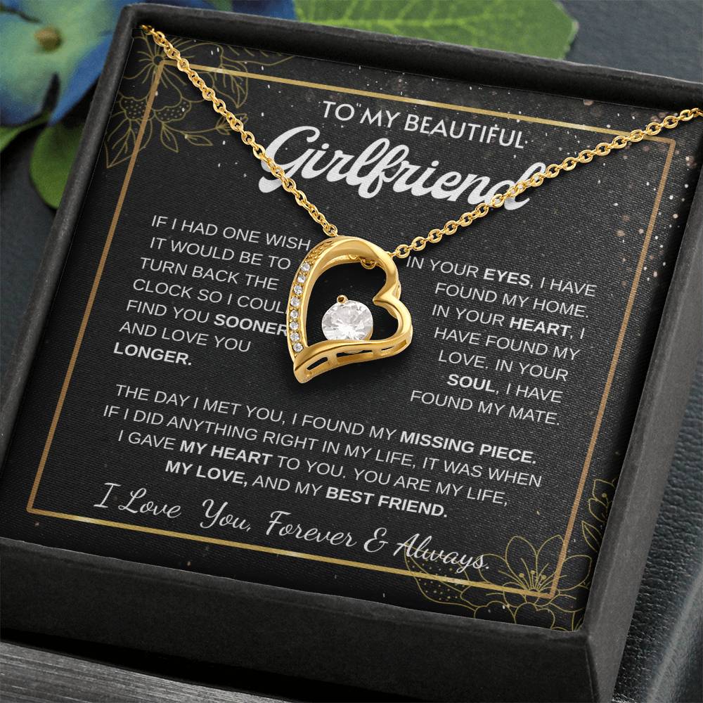 To My Girlfriend – Sterling Silver Forever Love Necklace, Meaningful Jewelry Gift for Her, Birthday, Anniversary, Valentine’s Day
