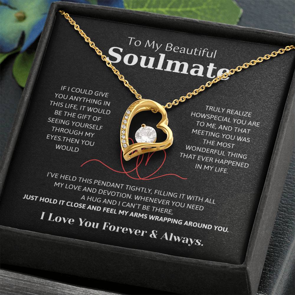 To My Soulmate Necklace – Romantic Jewelry Gift for Wife from Husband – Birthday, Anniversary, Valentine’s Day Gift with Message Card & Gift Box