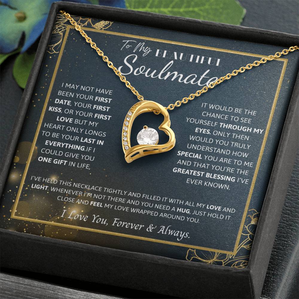 To My Soulmate Necklace – Romantic Jewelry Gift for Wife from Husband – Birthday, Anniversary, Valentine’s Day Gift with Message Card & Gift Box