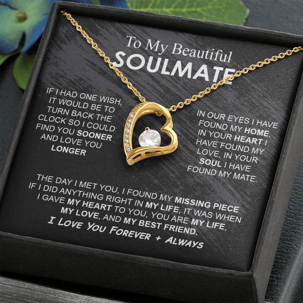 To My Beautiful Soulmate Necklace Girlfriend Soulmate Gift for Her To My Wife Necklace With Heartfelt Message And Elegant Gift Box for Women, Birthday Gifts For Wife Gifts From Husband Forever Love not Earing Template