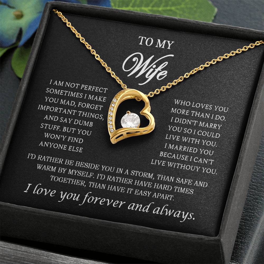 To My Wife Heart Necklace – Stainless Steel Pendant for Women – Meaningful Gift for Anniversary, Birthday, Christmas, Valentine’s Day